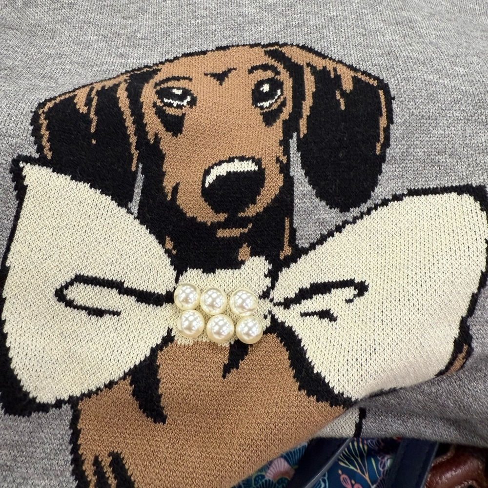 NEW Nikka K Gray Dachshund Sweater GREY LIGHTWEIGHT AND SOFT MEDIUM - Picture 5 of 7